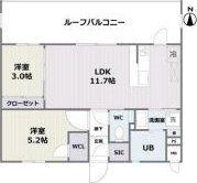 エフパルク大橋II(2LDK/5階)の間取り写真