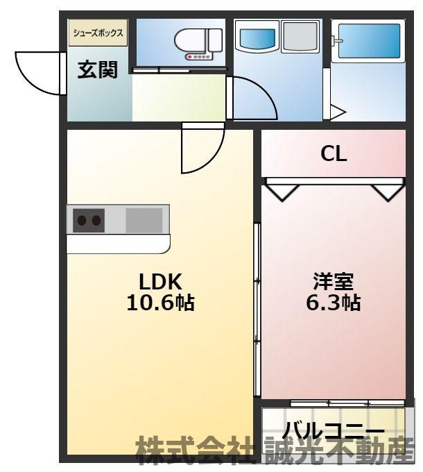 SUNMARK高宮南(1LDK/2階)の間取り写真