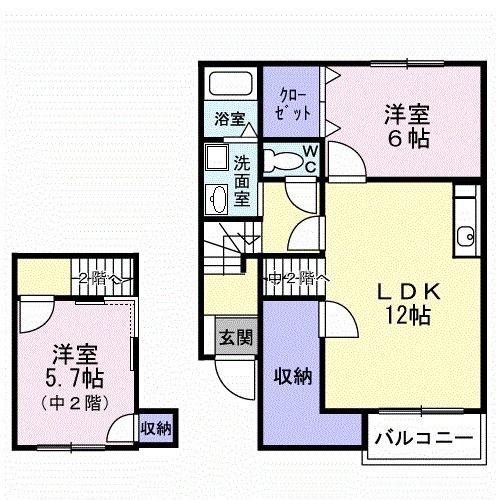 メゾンフォレスタ(2LDK/2階)の間取り写真