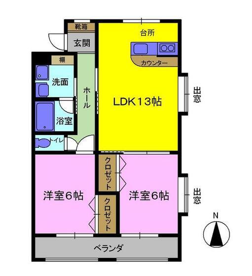 パークタウン畑中 NM棟(2LDK/3階)の間取り写真