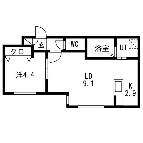 リヒトラーレ発寒南(1LDK/4階)の間取り写真