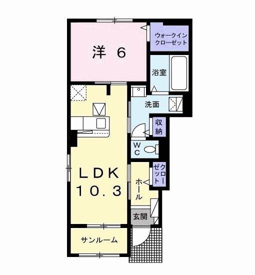 メゾン ノース ショアII(1LDK/1階)の間取り写真