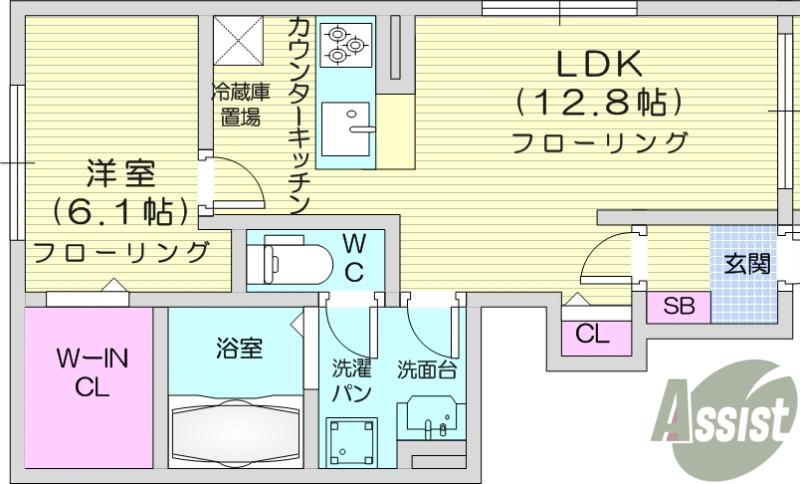 ベル・フィオーレⅡ(1LDK/1階)の間取り写真