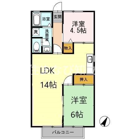 ドミールドルチェ弐番館(2LDK/2階)の間取り写真