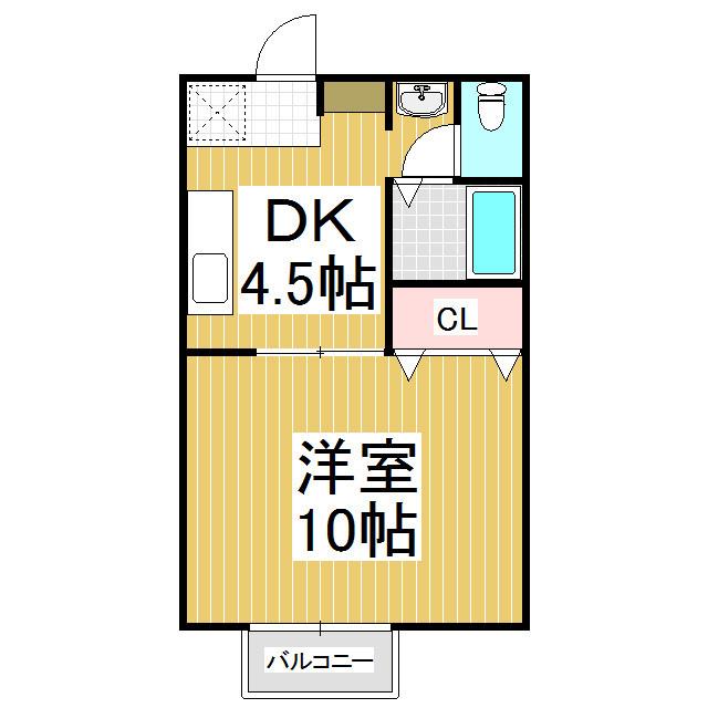 コーポカミニート C(1DK/1階)の間取り写真