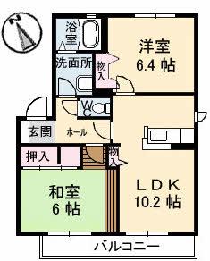 ハピネス不動院 A棟(2LDK/1階)の間取り写真