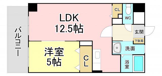 アヴァンセ陣原駅前(1LDK/9階)の間取り写真