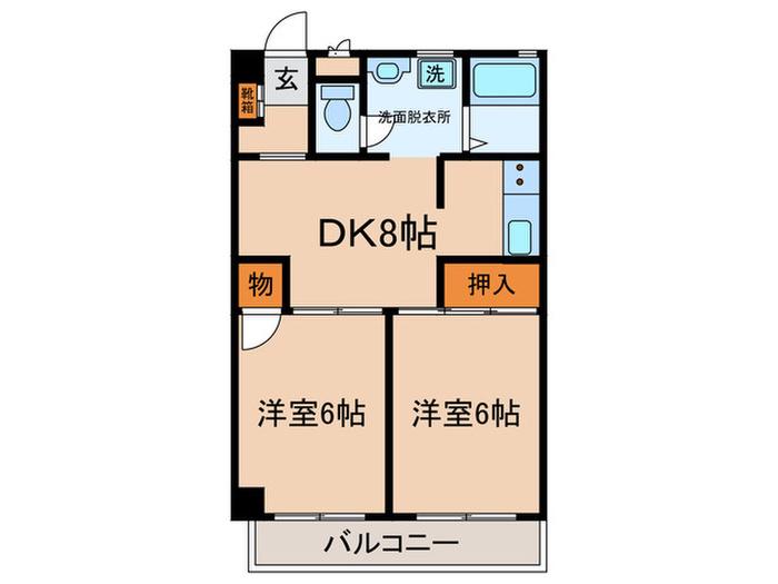 第5たちばなビル(2DK/3階)の間取り写真