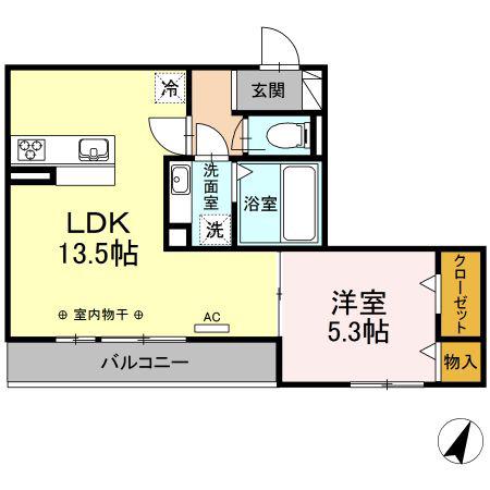 グランディア(1LDK/2階)の間取り写真