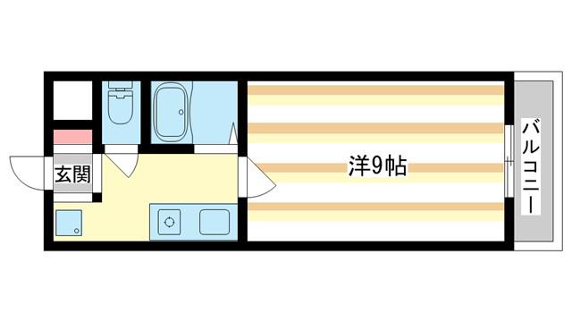 LAKIA MAISON 木津川(1K/4階)の間取り写真