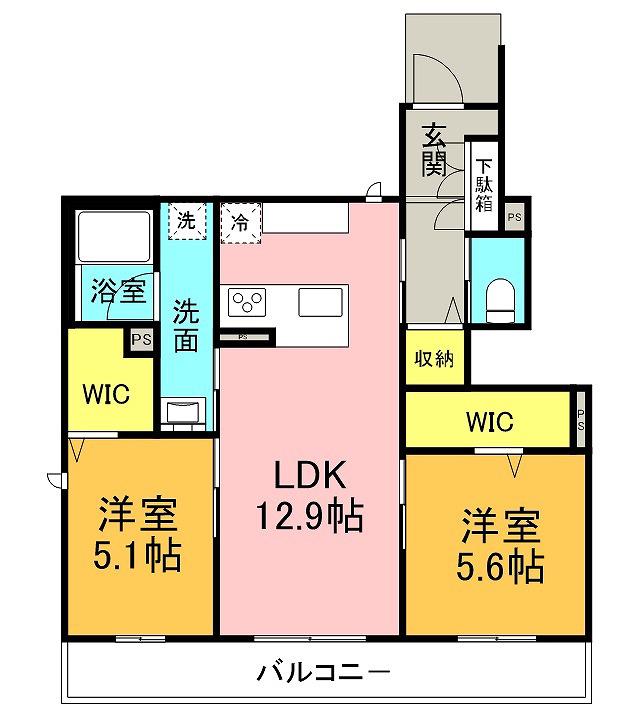 SHAMAISON A LOUREII(2LDK/1階)の間取り写真