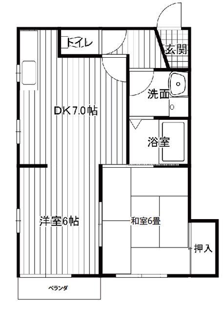 プロテージスダ(2DK/2階)の間取り写真