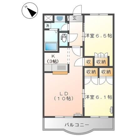 グランヴィア松江(2LDK/5階)の間取り写真
