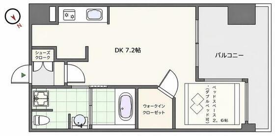 ヴィラ東邦ホワイトテラス(1DK/6階)の間取り写真