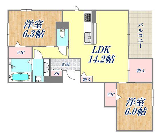 NIGAWA RESIDENCE2(2LDK/1階)の間取り写真