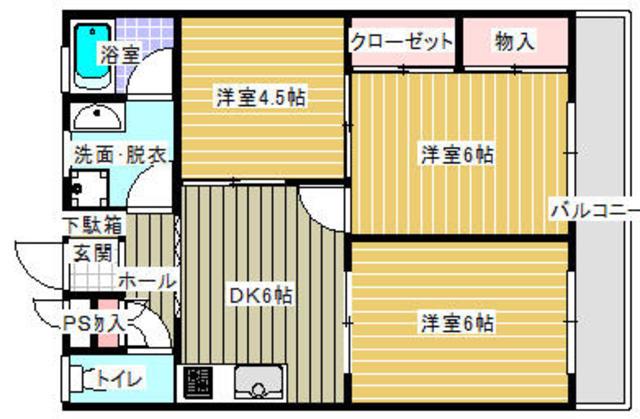 レイクフィルドビレッジ(3DK/2階)の間取り写真