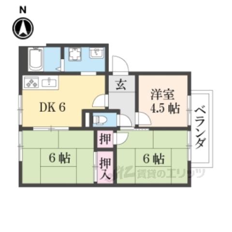ジュネス山科(3DK/2階)の間取り写真