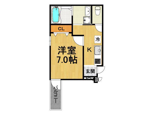 フジパレス西宮鳴尾5番館(1K/3階)の間取り写真