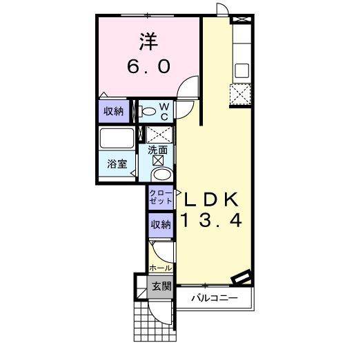 ステラII(1LDK/1階)の間取り写真