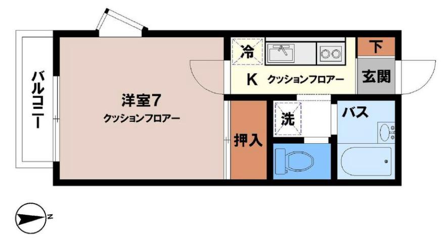 カスミハウス(1K/1階)の間取り写真