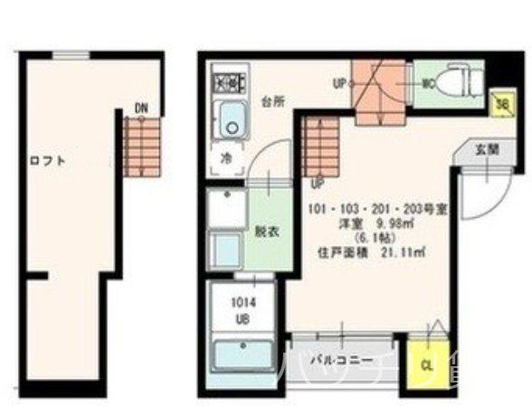 RELACHE吉塚(1K/2階)の間取り写真