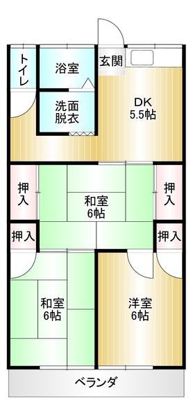 コーポ藤田(3DK/2階)の間取り写真