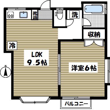 ベルメゾン壱番館(1LDK/1階)の間取り写真