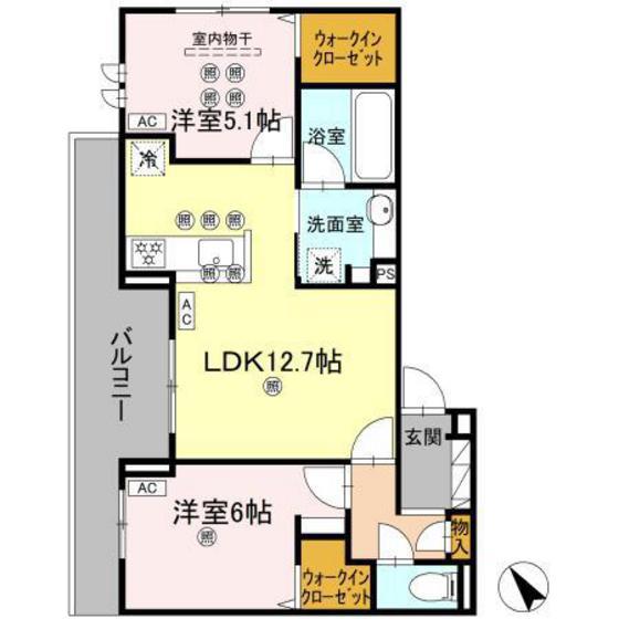 タウン庚午北(2LDK/2階)の間取り写真