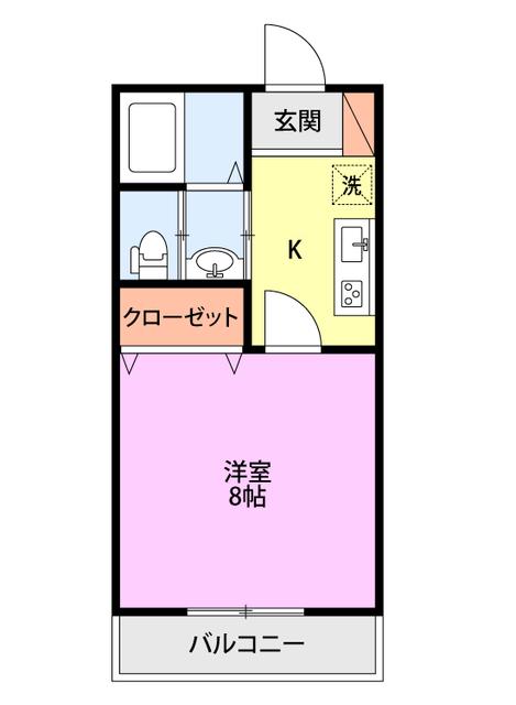 ALPS(1K/1階)の間取り写真