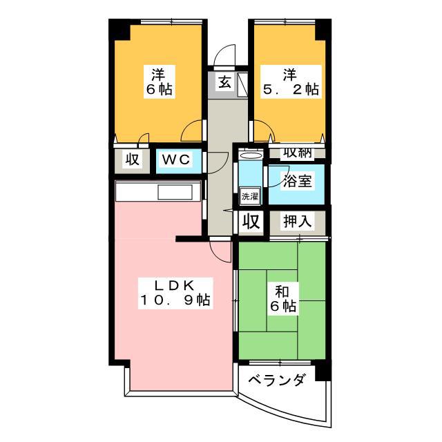 グレース代官2(3LDK/3階)の間取り写真