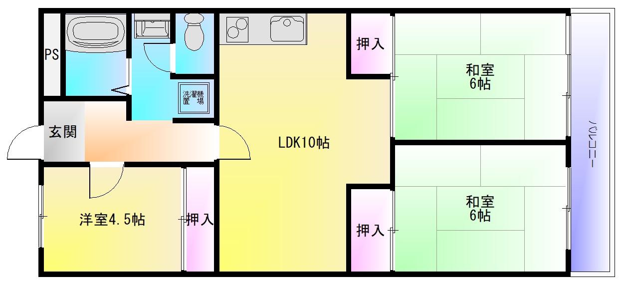 ファンション渋川(3LDK/3階)の間取り写真