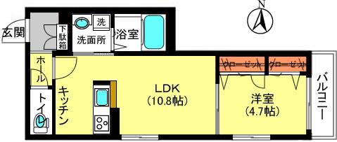バーゼル(1LDK/1階)の間取り写真
