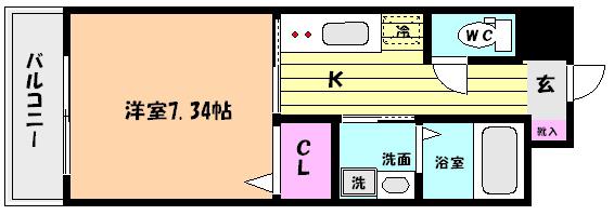 TSCUBEZERO(1K/6階)の間取り写真
