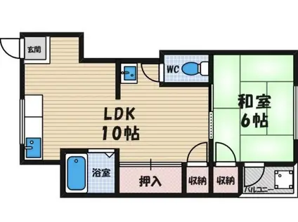 シャトー泉水(1LDK/4階)の間取り写真
