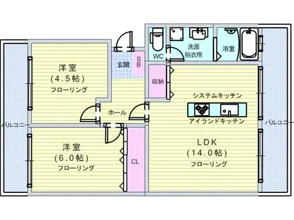 隆豊ハイツ(2LDK/1階)の間取り写真