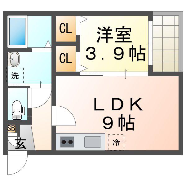 CRASTINE大物町1丁目(1LDK/2階)の間取り写真