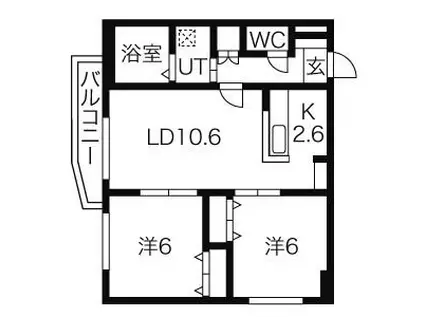 メディオフラム札幌(2LDK/2階)の間取り写真