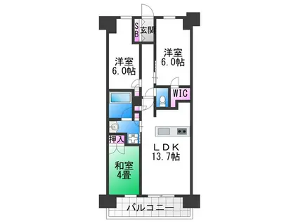 大阪ベイレジデンス(3LDK/9階)の間取り写真