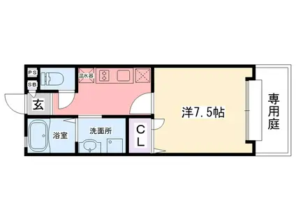 ベルリード甲子園(1K/1階)の間取り写真