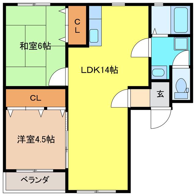 デルフィン鵜沼(2LDK/2階)の間取り写真