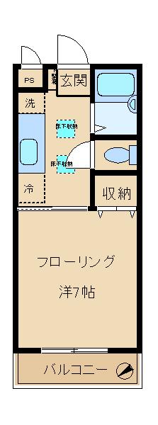 エピナール・ムツミ(ワンルーム/2階)の間取り写真