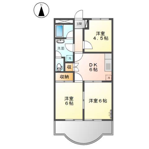 向日葵壱番館(3DK/2階)の間取り写真