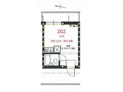 女性限定のマンション(ワンルーム/2階)の間取り写真