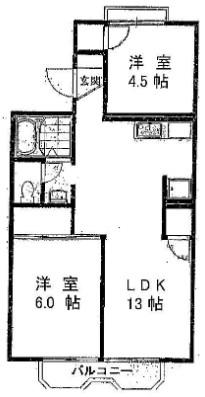 サニーハイツ(2LDK/2階)の間取り写真
