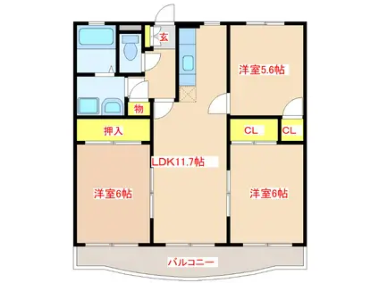 グレイスコート(3LDK/2階)の間取り写真
