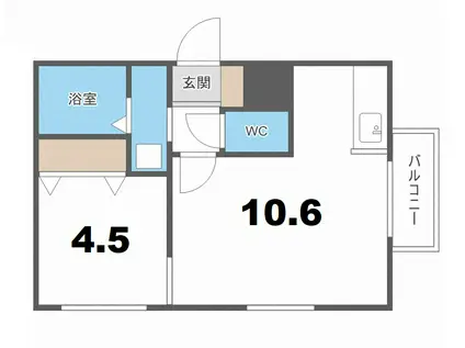 STELLA FISSA SHINSAPPOROステラフィッサ新札幌(1LDK/3階)の間取り写真