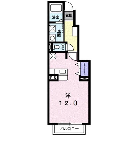 ミルフィーユ(ワンルーム/1階)の間取り写真