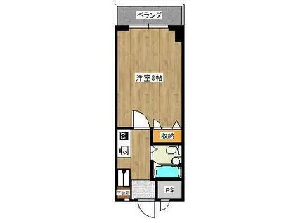 ドミールIISS(1K/2階)の間取り写真