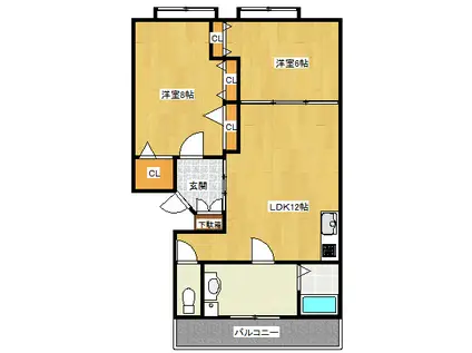 ARMBLD(2LDK/3階)の間取り写真