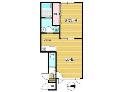 CLOVER A・B(1LDK/2階)の間取り写真